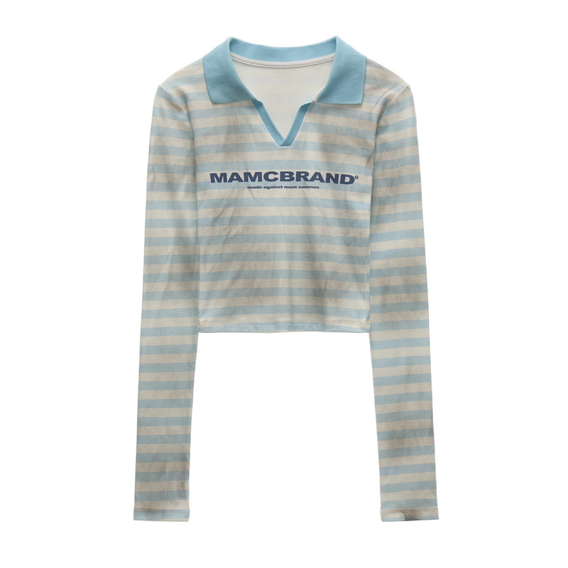 Retro Striped Slim Polo Top