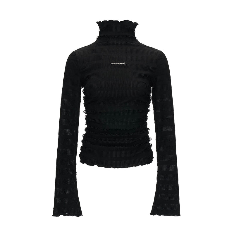 Ribbed High-neck Slim Top