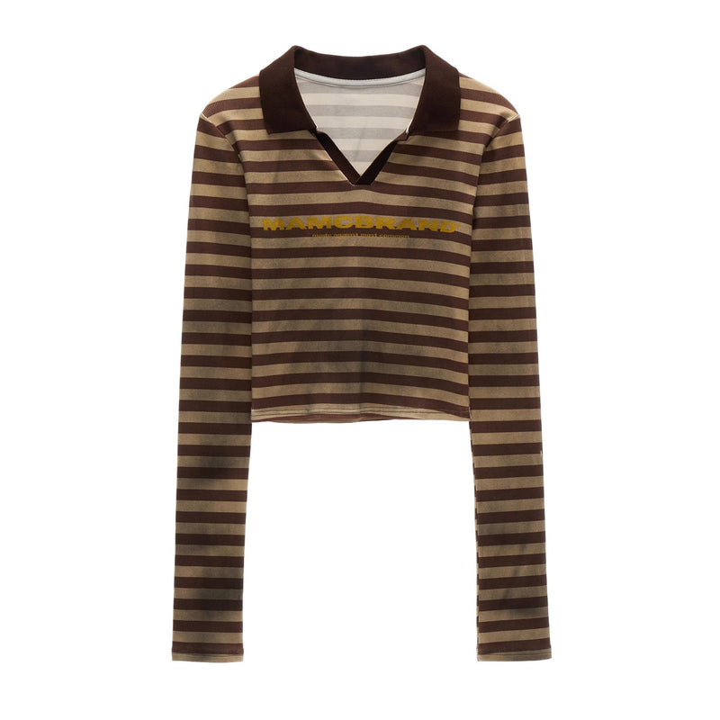 Retro Striped Slim Polo Top