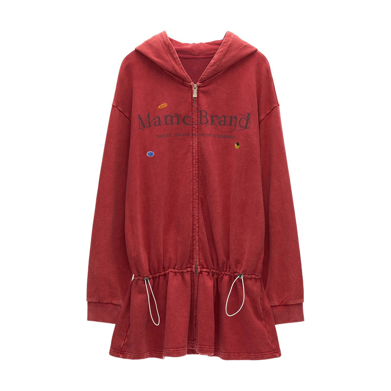 Washed Logo Zip-Up Hoodie