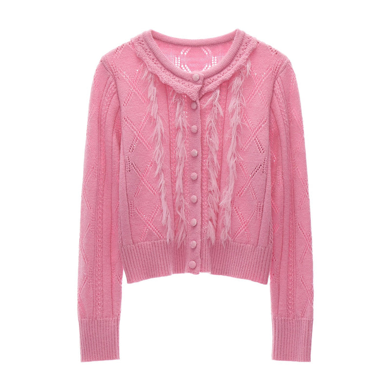 Frill Collar Knit Cardigan