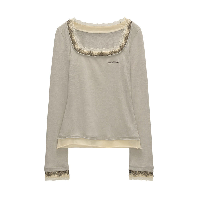 Double-layered Lace Slim Top