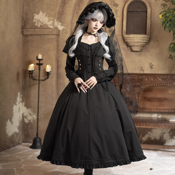 暗黒夜会のクラシカルケープワンピース - Black[2026年3月上旬-3月下旬発送予定]