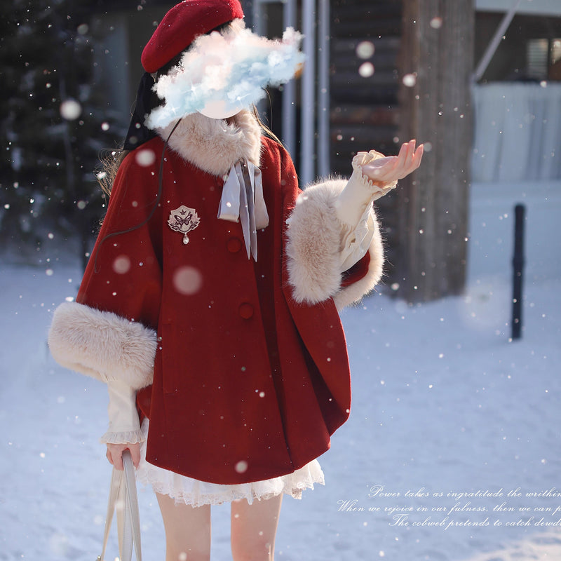 深紅のお嬢様のウールケープコート – ManusMachina