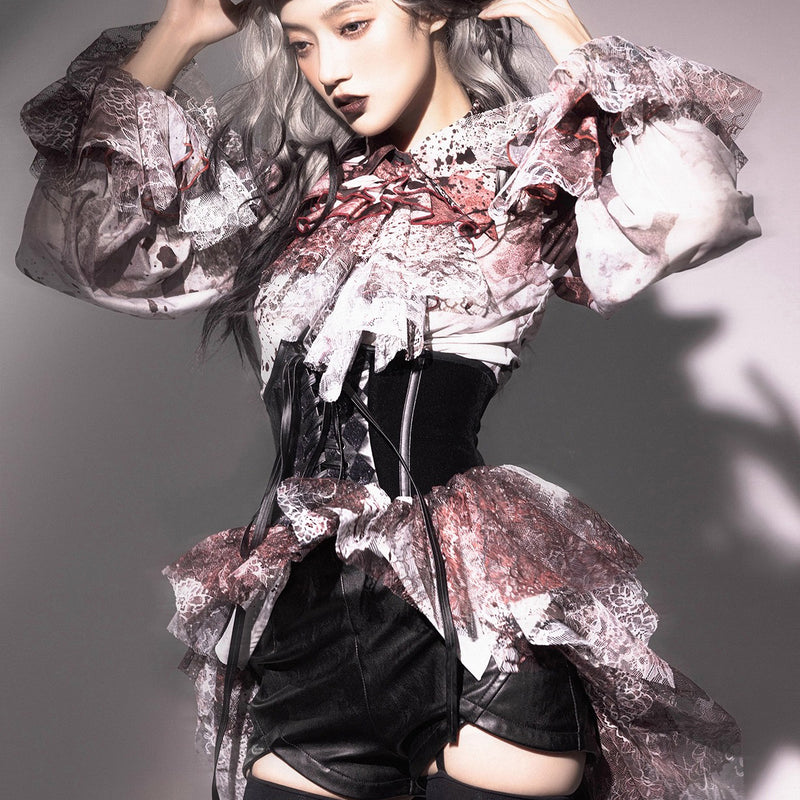 血塗れのお嬢様のヴィクトリアンブラウス - Dark Red[2026年2月下旬-3月下旬発送予定]