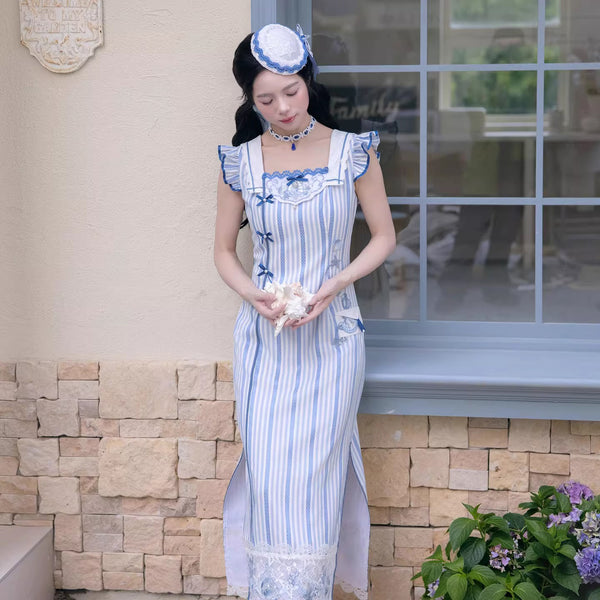 海の女神の刺繍ワンピース
