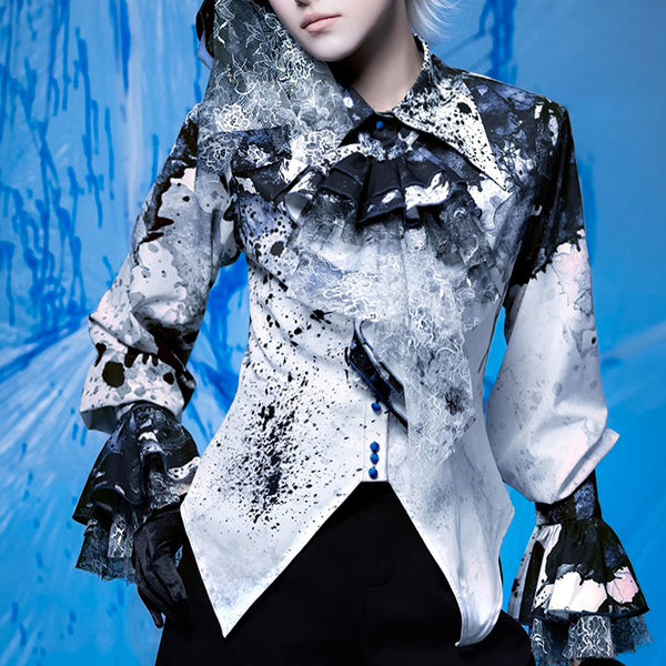 血塗れのお嬢様のヴィクトリアンブラウス - Dark Blue[2026年2月下旬-3月下旬発送予定]