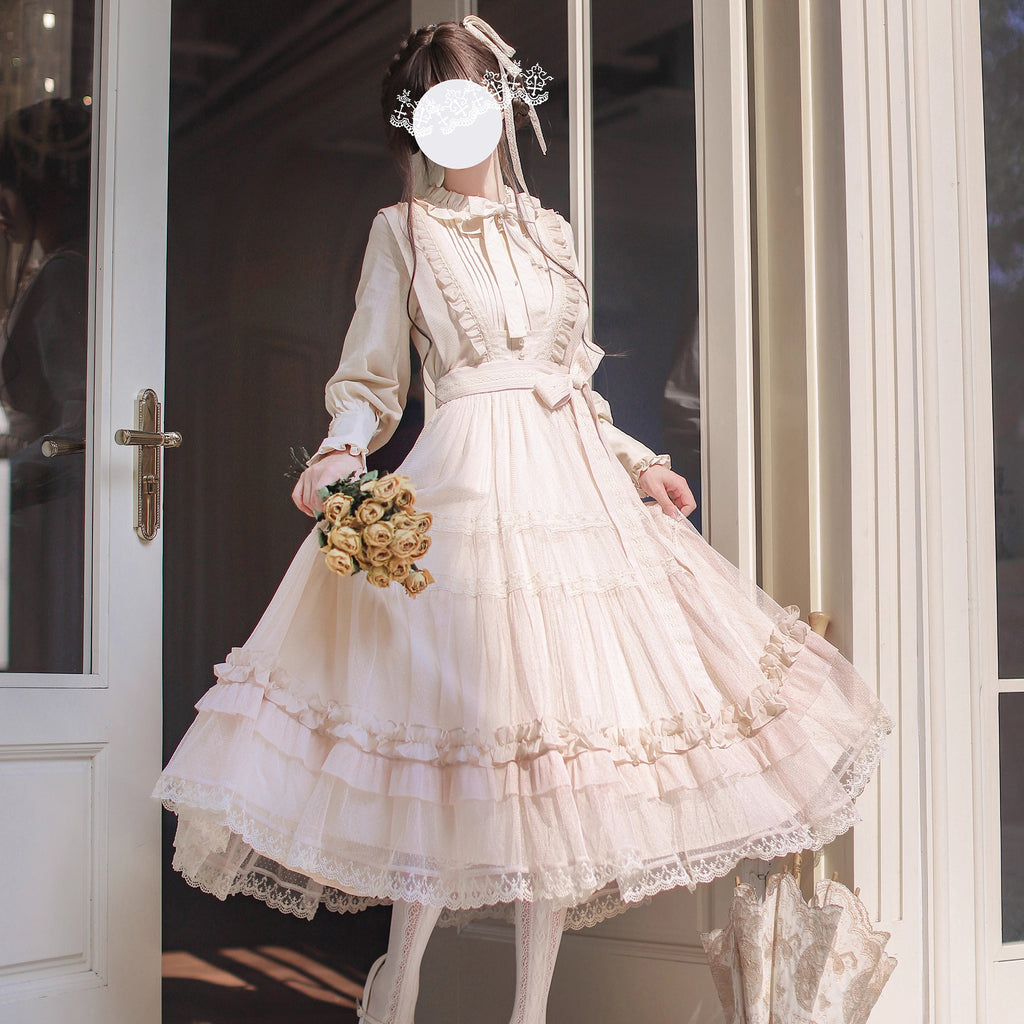 奏鳴曲を奏でる刺繍ジャンパースカートとフリルリボンブラウス 奏鳴曲を奏でる刺繍ジャンパースカートとフリルリボンブラウス