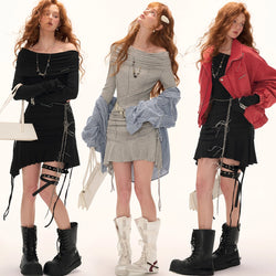 One-shoulder Gathered Slim Fit Dress