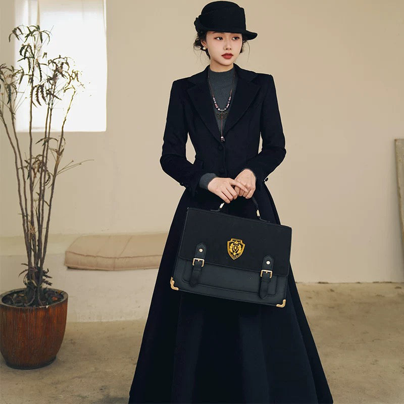 銀幕の貴婦人のクラシカルウールロングコート