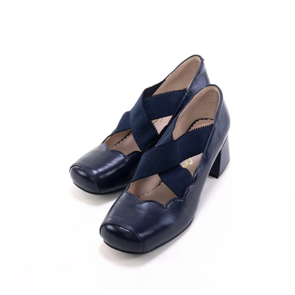 Releve Cross Strap Heel Pumps - Dark Navy[2026年2月上旬-3月上旬発送予定]