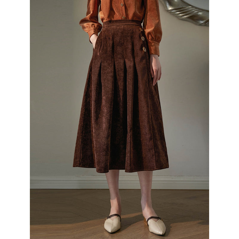 Dark Brown Corduroy Skirt