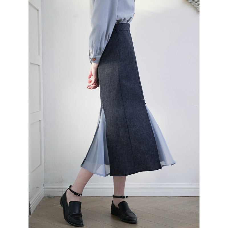 Gray Navy Mermaid Skirt