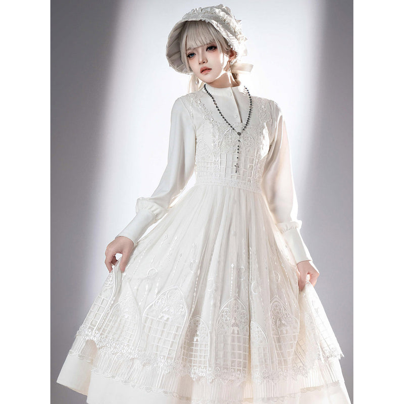 修道女の刺繍エプロン - White[2025年3月下旬-5月上旬発送予定]