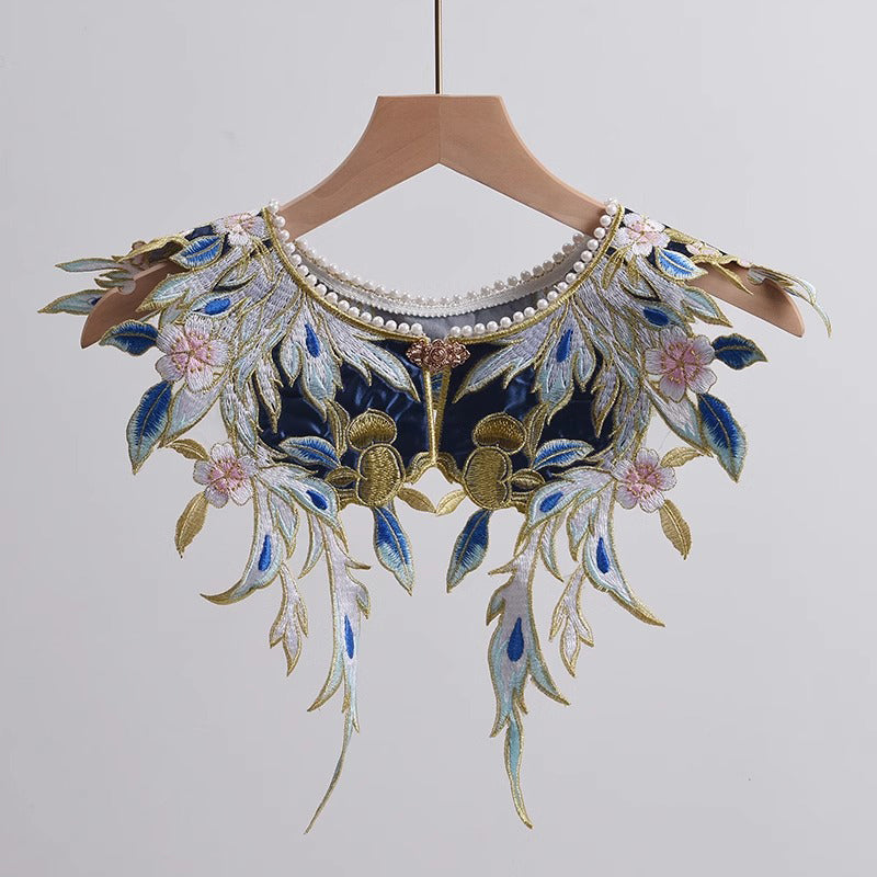 庭園の花の刺繍付け襟