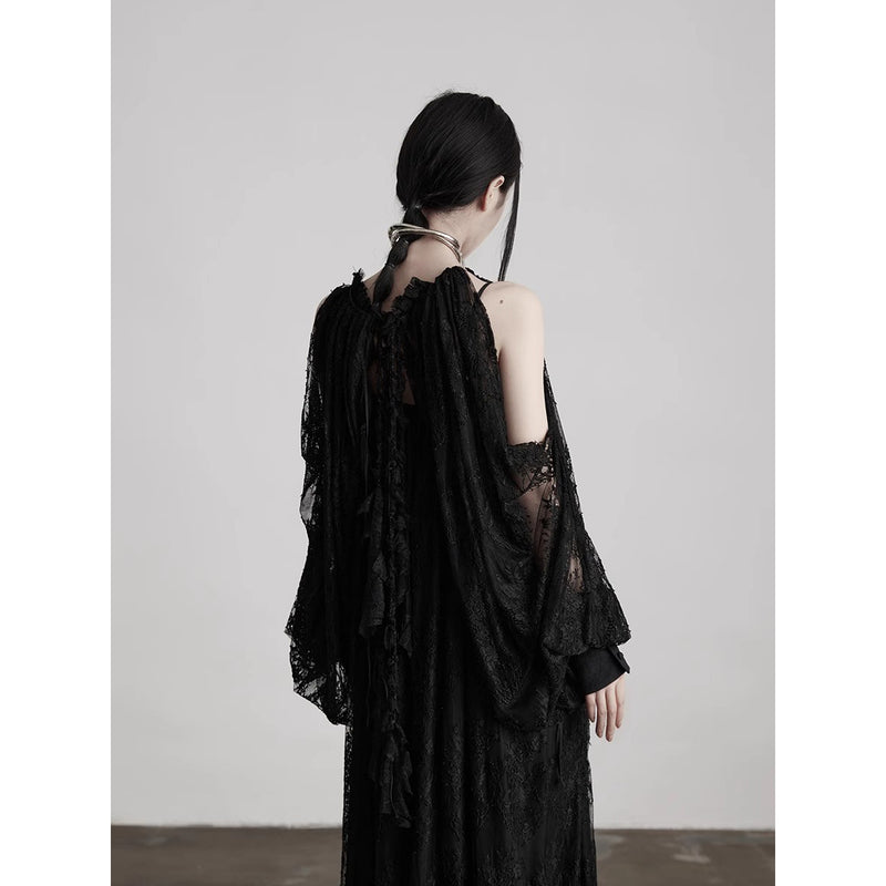 Dark Night Flower Embroidered Lace Sleeves