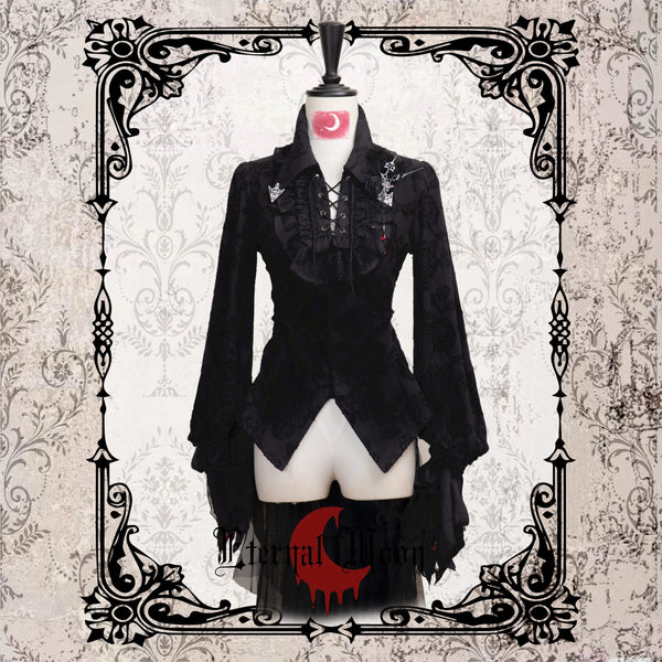 暗黒令嬢の編み上げゴシックブラウス[2026年3月下旬-4月中旬発送予定]