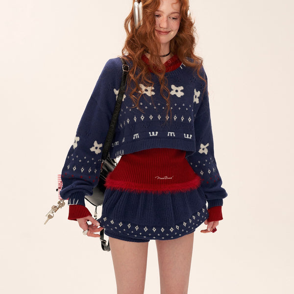 Star and Floral Knit Sweater and Shorts