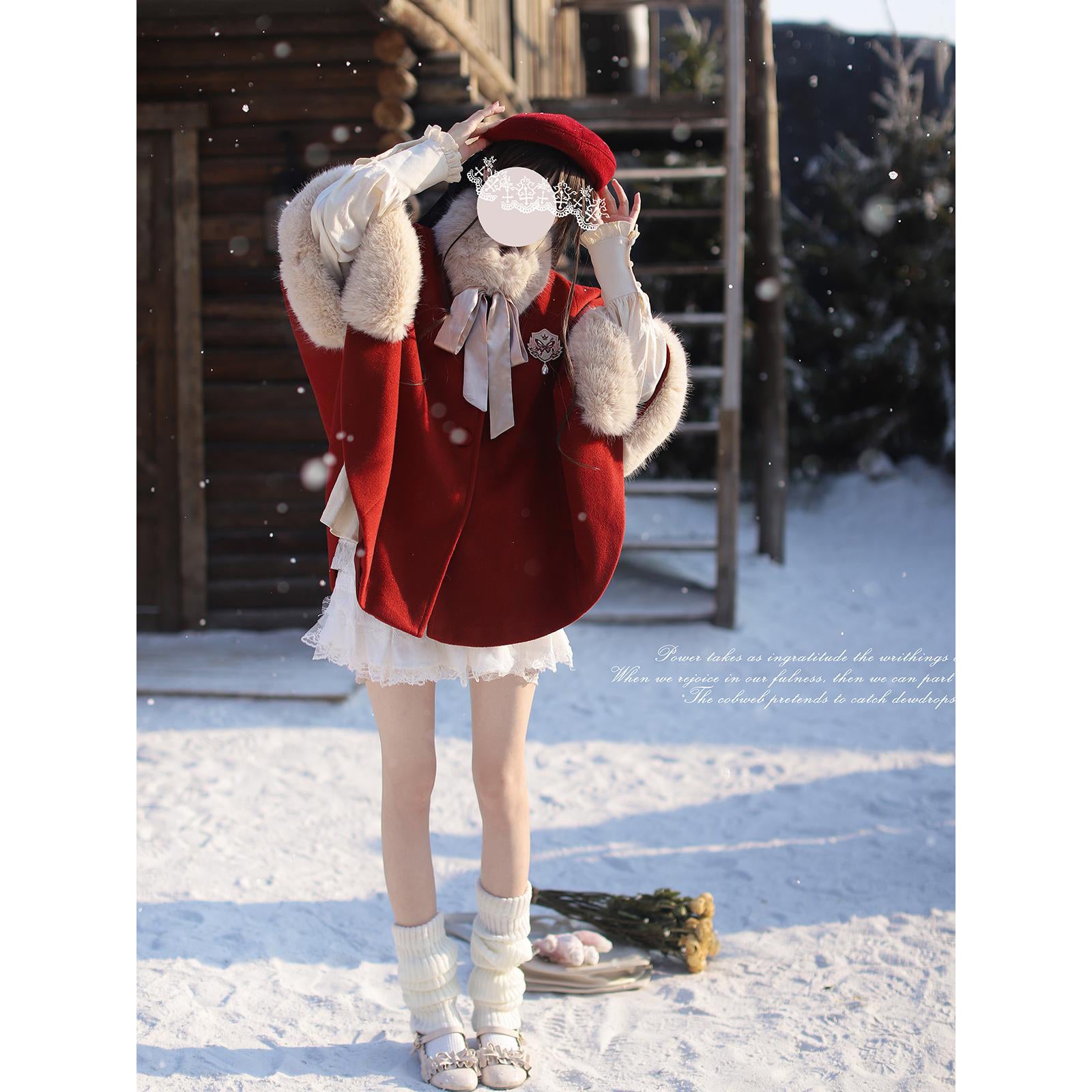 深紅のお嬢様のウールケープコート – ManusMachina