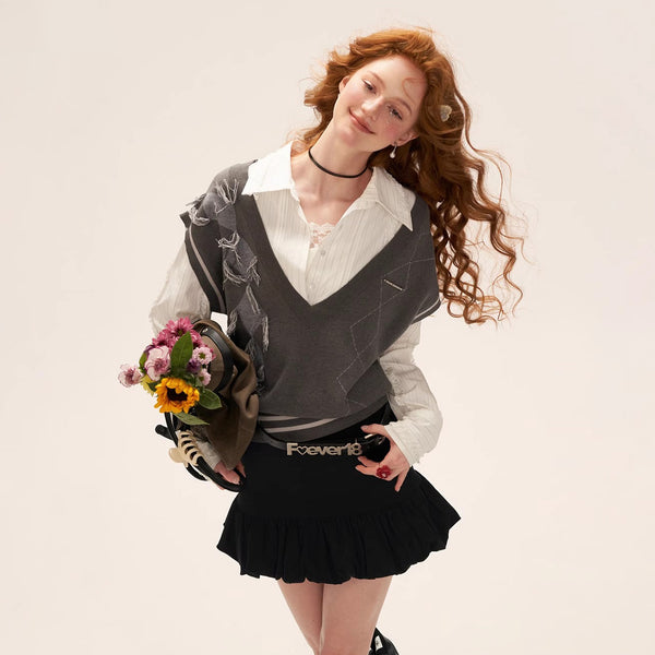 Gray Retro Knit Vest