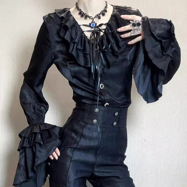 男爵令嬢のヴィクトリアンブラウス - Black[2026年2月中旬-3月中旬発送予定]