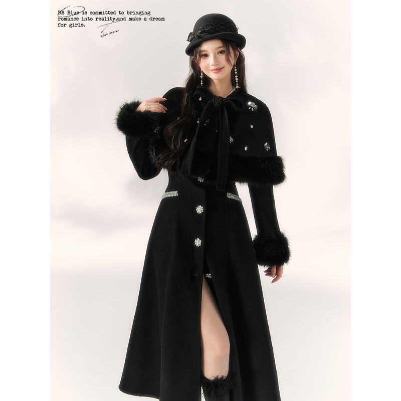 Elegant Embroidered Classical Cape Coat