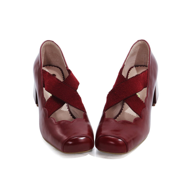 Releve Cross Strap Heel Pumps - Dark Red[2026年2月上旬-3月上旬発送予定]