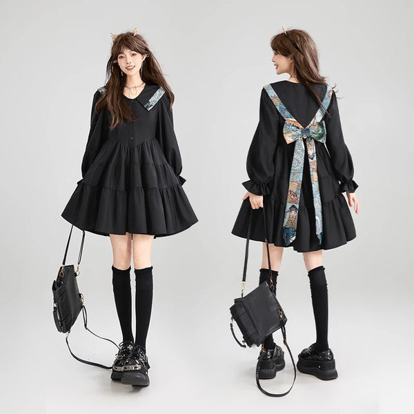 西洋油彩画のリボンワンピース