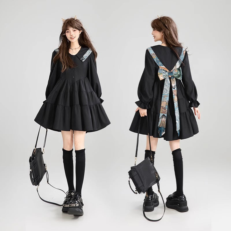 西洋油彩画のリボンワンピース