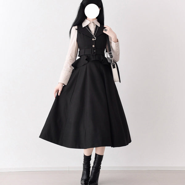 Wizarding World British Tail Vest and Strap Skirt - Black