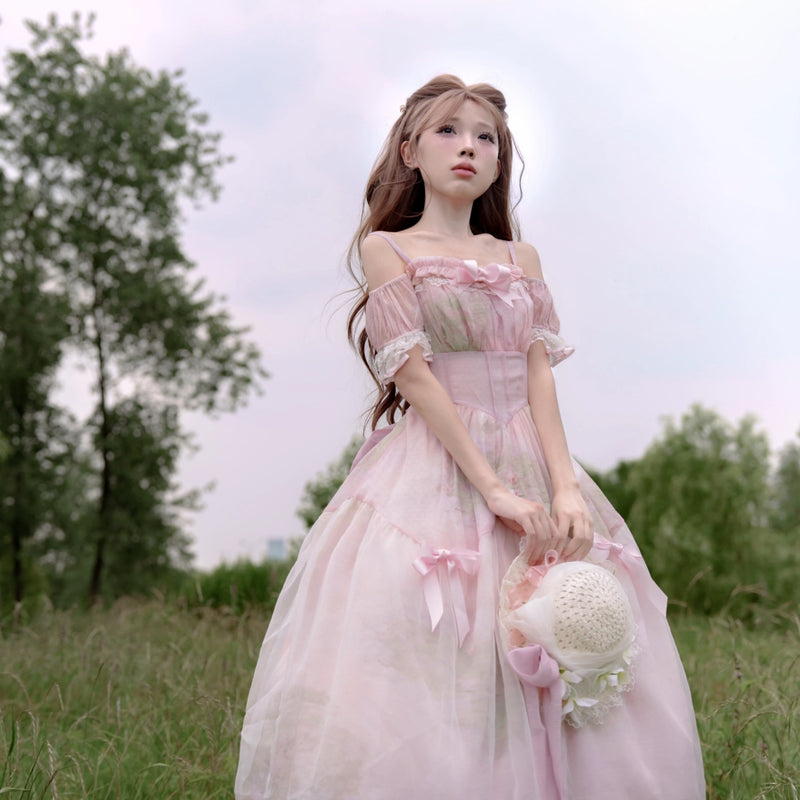 睡蓮の池の油彩画ジャンパースカート