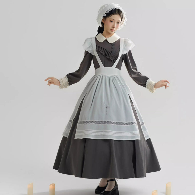 召使いのお嬢様のクラシカルワンピースとエプロンとボンネット[2026年2月下旬-3月下旬発送予定]
