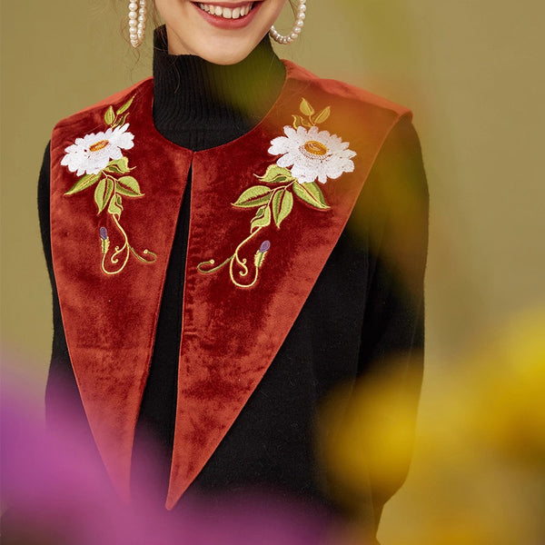 花絵の刺繍付け襟