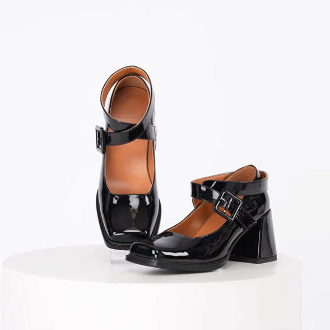 Cross Strap Square Toe Mary Jane Pumps[2025年6月中旬-7月中旬発送予定]