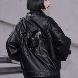 心臓の刺繍レザージャケット – ManusMachina