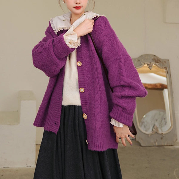 物語のお嬢様のウールニットカーディガン