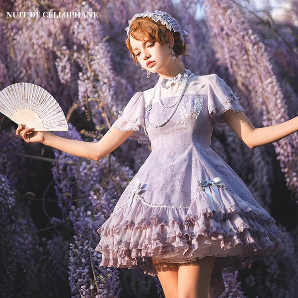 藤の花の刺繍レースワンピース[2025年9月中旬-10月上旬発送予定]