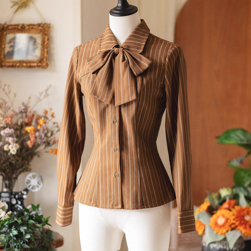 英国のお嬢様のブリティッシュブラウス - Brown