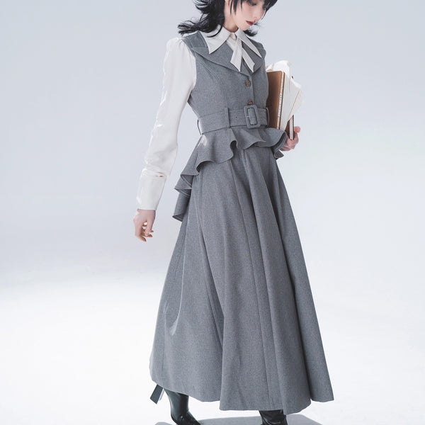 Wizarding World British Tail Vest and Strap Skirt - Gray