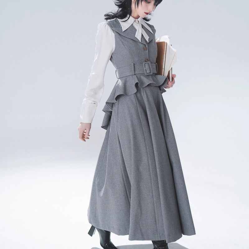 Wizarding World British Tail Vest and Strap Skirt - Gray
