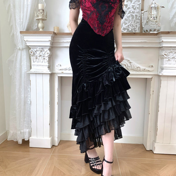 西洋貴族のベルベットマーメイドスカート - Black[2026年2月下旬-3月下旬発送予定]