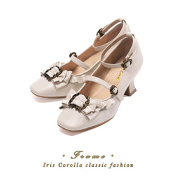 Vintage Inspired Mary Jane Pumps - Ivory[2025年4月上旬-4月下旬発送予定]