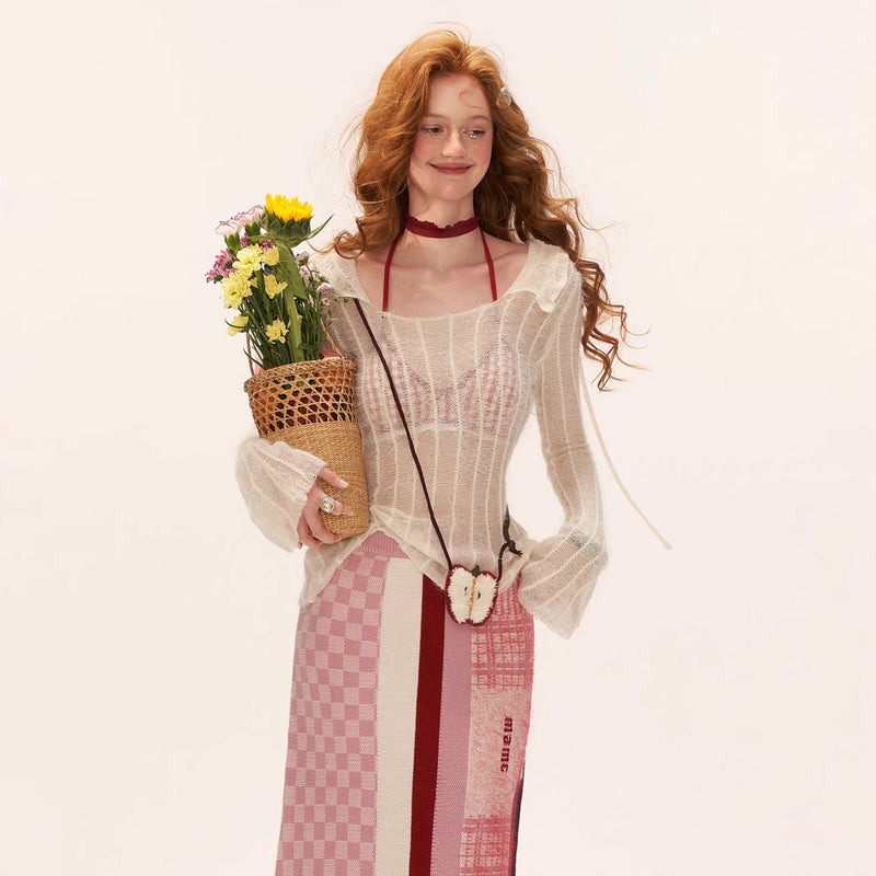 Milky White Hoodie Knit Top