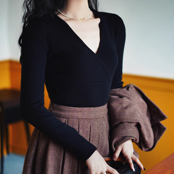 巴里貴婦人レトロニットトップス