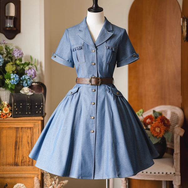 英国のお嬢様のデニムワンピース - Short Sleeves[2025年10月下旬発送予定]