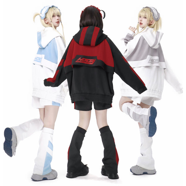 Ground Mine Girl Big Hoodie and Half Pants - Virtual Era