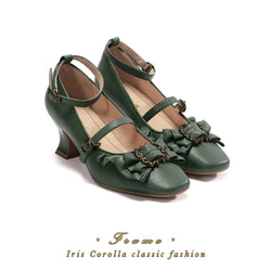 Vintage Inspired Mary Jane Pumps - Ivy Green[2025年4月上旬-4月下旬発送予定]