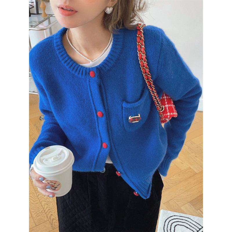 Royal Blue Wool Knit Cardigan