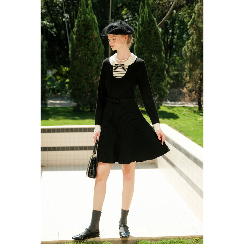 Black Knitted One Piece Dress