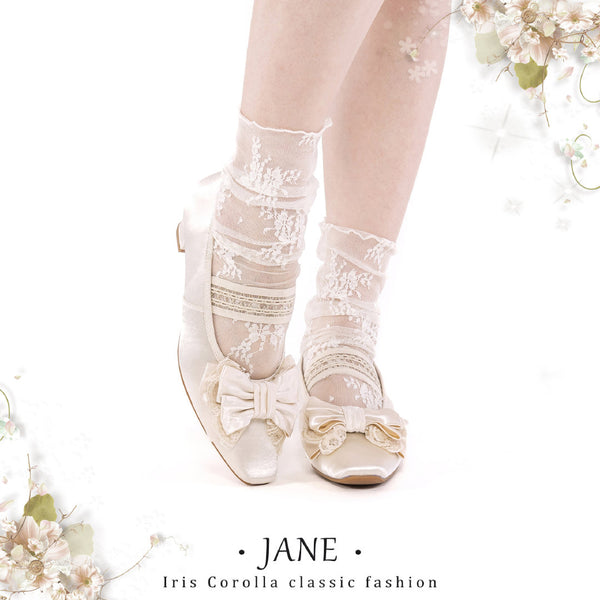 Satin Ribbon Low Heel Pumps - Ivory[2025年7月上旬-8月上旬発送予定]